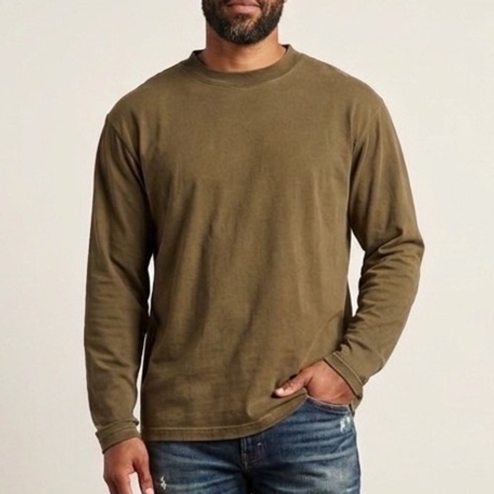 Vintage American Eagle Outfitters Mens XL Long Sleeve T-Shirt Olive Brown Cotton